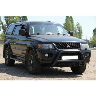 Кенгурятник WT003 Черный Нержавейка Mitsubishi Pajero Sport 1996-2007 гг. фото 1