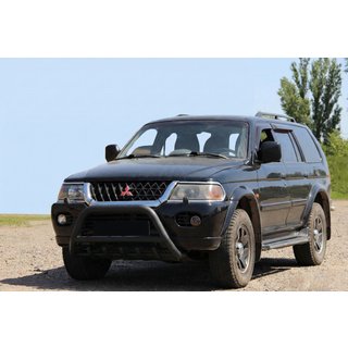 Кенгурятник WT003 Черный Нержавейка Mitsubishi Pajero Sport 1996-2007 гг. фото 3