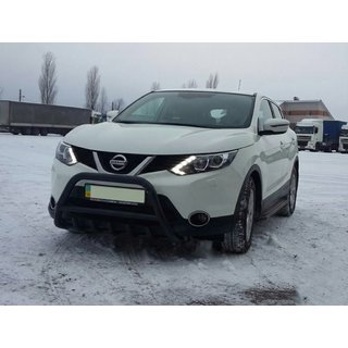 Кенгурятник WT003 Черный Нержавейка Nissan Qashqai 2014-2021 гг. фото 4