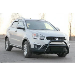 Кенгурятник WT003 Черный (Нержавеющая сталь) SsangYong Korando 2010-2019 гг. фото 1
