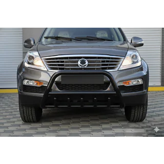 Кенгурятник WT003 Черный Нержавейка SsangYong Rexton I 2001-2017 гг. фото 1