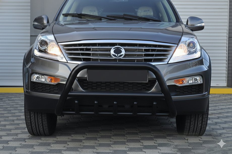 SsangYong Rexton I 2001-2017 гг. Кенгурятник WT003 Черный Нержавейка Фото 4