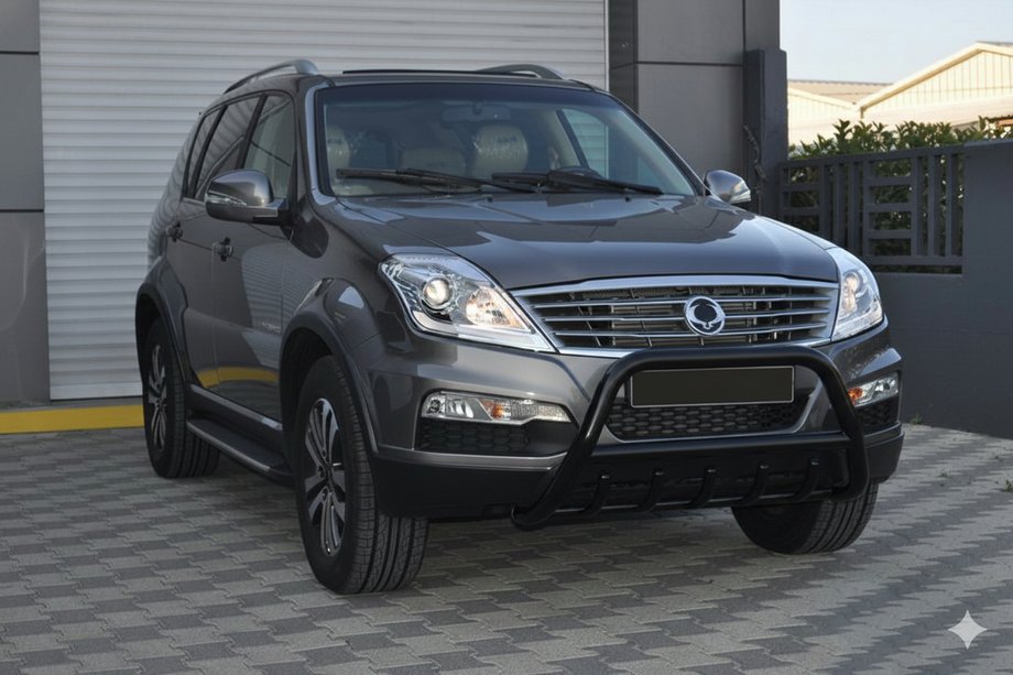 SsangYong Rexton I 2001-2017 гг. Кенгурятник WT003 Черный Нержавейка Фото 3