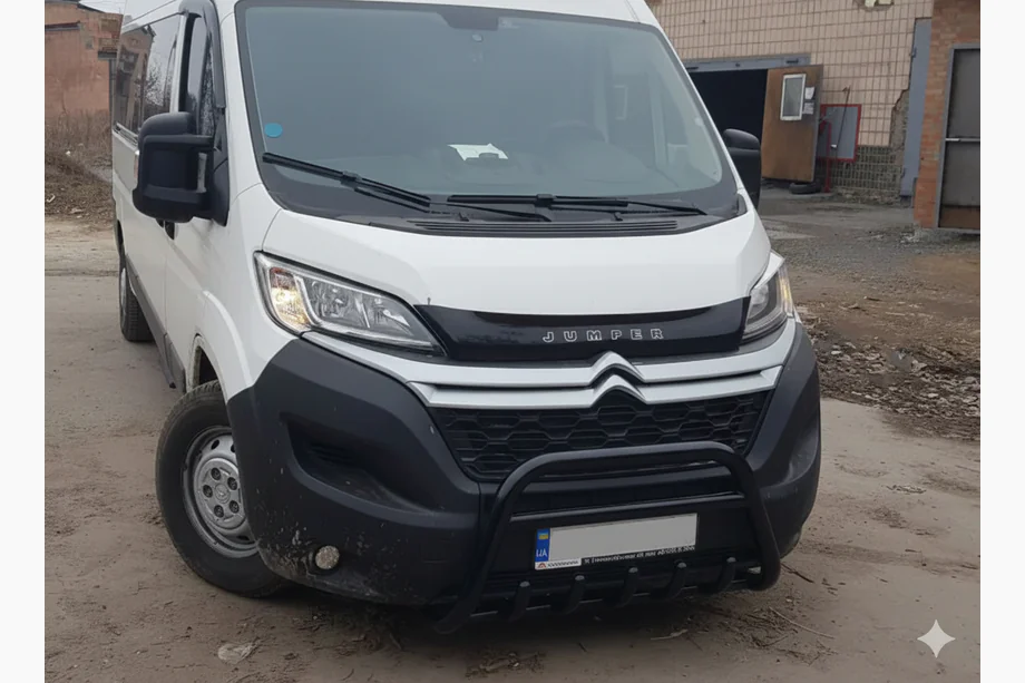 Fiat Ducato 2006-2025 гг. Передняя дуга WT003 Черная (нерж. сталь) Image