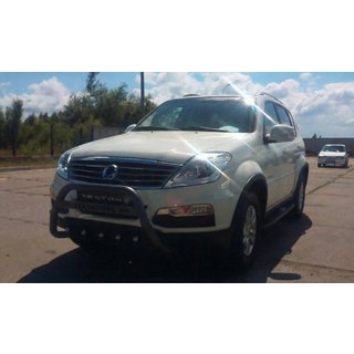 Кенгурятник WT004 Черный (Нержавейка) SsangYong Rexton I 2001-2017 гг. фото 2