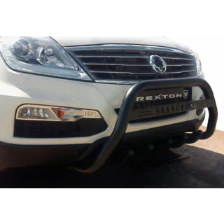 Кенгурятник WT004 Черный (Нержавейка) SsangYong Rexton I 2001-2017 гг. фото 1