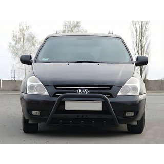 Кенгурятник WT004 Черный (Нержавейка) Kia Carnival 2002-2013 гг. фото 1
