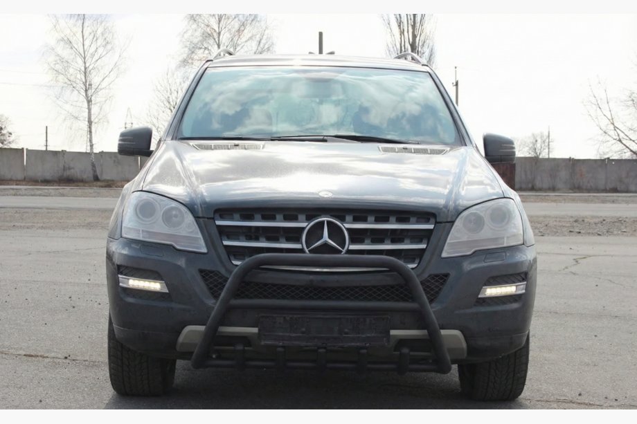 Mercedes ML W164 2005-2011 гг. Кенгурятник WT003 Черный (Нержавеющая сталь) Image