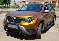 Renault Duster 2018-2024 гг. Кенгурятник без надписи WT003 Черный (нерж.) фото 4