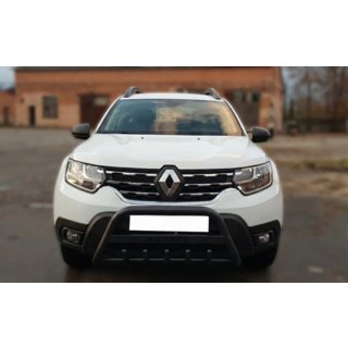 Кенгурятник с надписью WT004 Черный (нержавейка) Dacia Duster 2018-2024 гг. фото 3