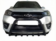 Chery Tiggo 3 2005- гг. Кенгурятник WT003 Черный Нержавейка фото 1