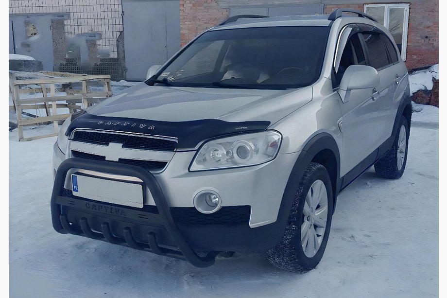 Chevrolet Captiva 2006-2019 гг. Кенгурятник WT004 Черный (Нержавейка) Фото 1