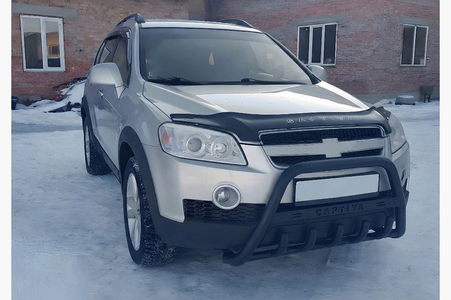 Chevrolet Captiva 2006-2019 гг. Кенгурятник WT004 Черный (Нержавейка) Фото 2