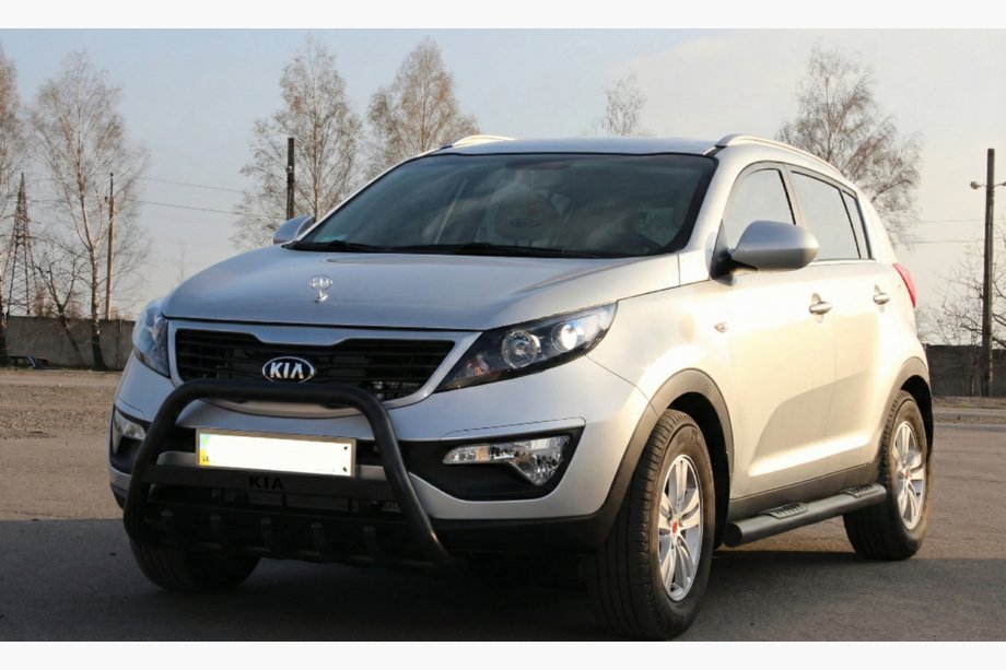Kia Sportage 2010-2015 гг. Кенгурятник WT004 Черный (Нержавейка) Image