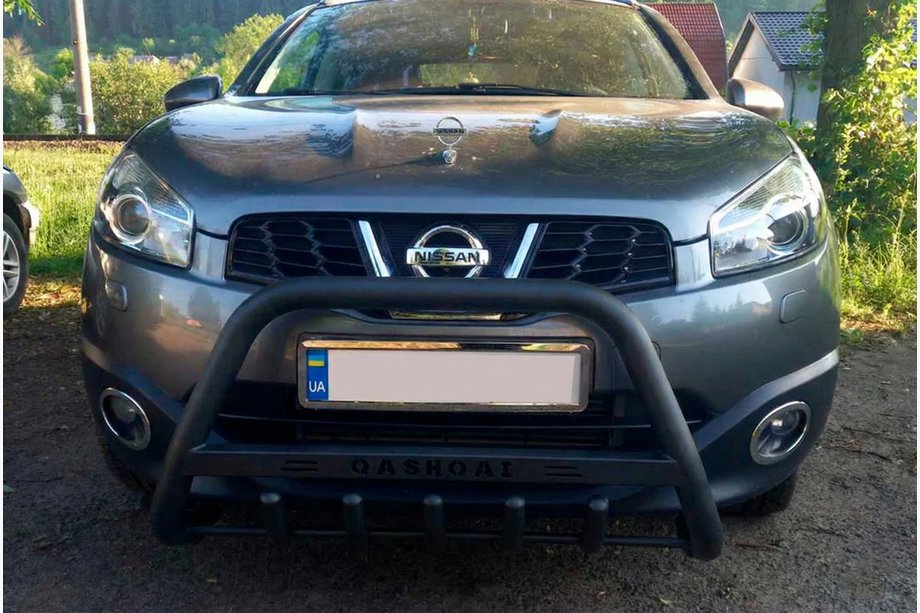 Nissan Qashqai 2007-2010 гг. Кенгурятник WT004 Черный (Нержавейка) Image