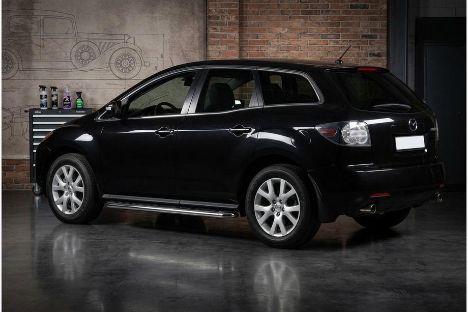 Mazda CX-7 2006-2012 гг. Боковые Подножки Maydos V1 (2 шт., нержавейка) Image