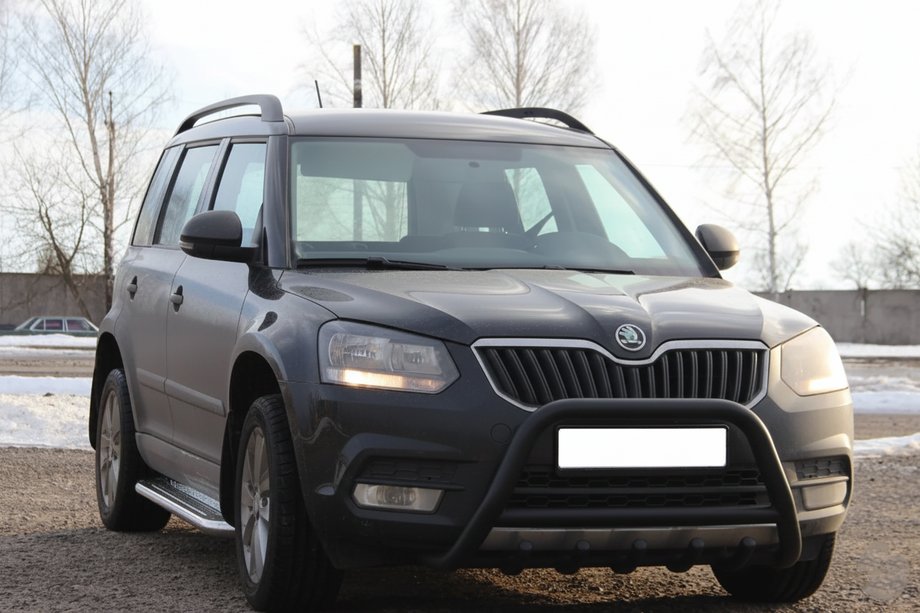 Skoda Yeti 2009-2017 гг. Кенгурятник WT003 Черный Нержавейка Image
