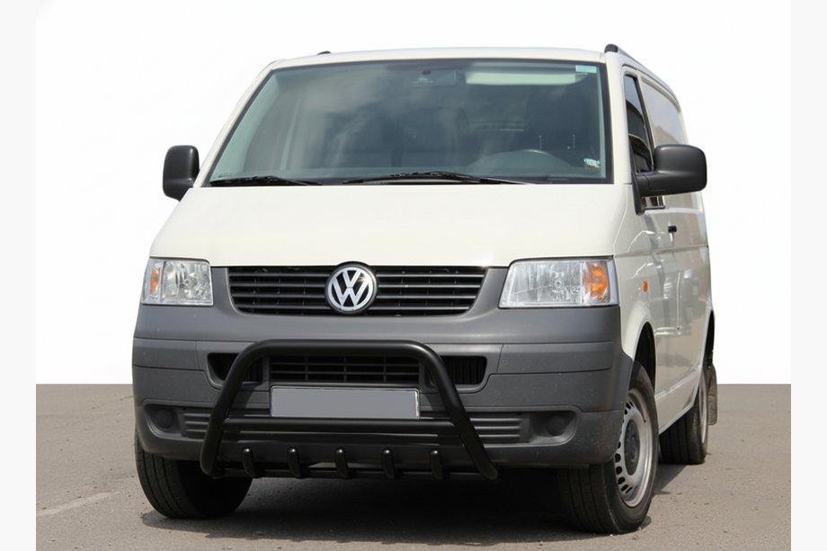 Volkswagen T5 Transporter 2003-2010 гг. Кенгурятник WT003 Черный (Нержавеющая сталь) Фото 1