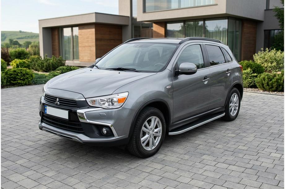 Mitsubishi ASX 2010-2023 гг. Боковые Подножки Tayga Grey (2 шт., Алюминий) Image