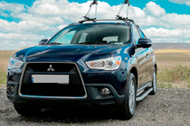 Mitsubishi Outlander 2006-2012 гг. Боковые Подножки Tayga Grey (2 шт., Алюминий) фото 7