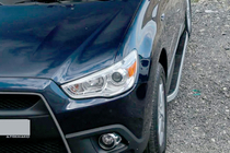 Mitsubishi Outlander 2006-2012 гг. Боковые Подножки Tayga Grey (2 шт., Алюминий) фото 10