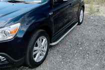 Mitsubishi Outlander 2006-2012 гг. Боковые Подножки Tayga Grey (2 шт., Алюминий) фото 5