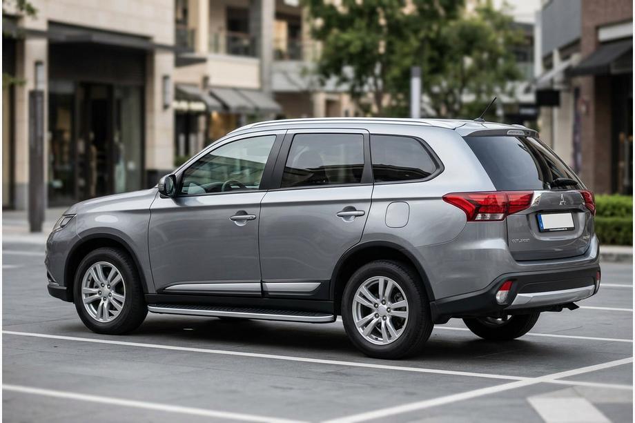 Mitsubishi Outlander 2012-2021 гг. Боковые Подножки Tayga Grey (2 шт., Алюминий) Image