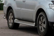 Mitsubishi Pajero Wagon IV 2006-2021 гг. Боковые трубы (2 шт., нержавейка) фото 4