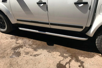 Nissan Navara 2006-2015 гг. Боковые Подножки Tayga (2 шт., Алюминий) фото 8