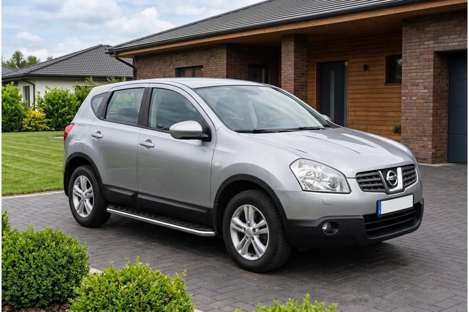 Nissan Qashqai 2007-2010 гг. Боковые Подножки Maydos V1 (2 шт., Алюминий и Нержавейка) Image