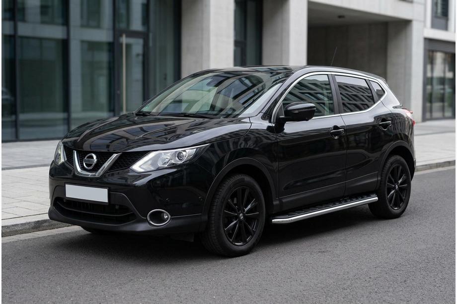 Nissan Qashqai 2014-2021 гг. Боковые Подножки Maydos V1 (2 шт., Алюминий и Нержавейка) Image