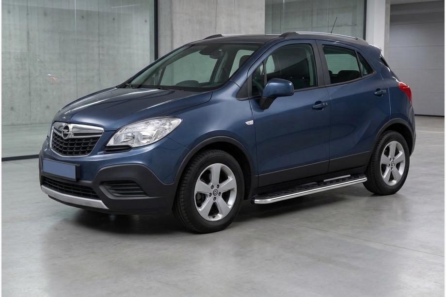 Opel Mokka 2012-2021 гг. Боковые Подножки Maydos V1 (2 шт., Алюминий и Нержавейка) Image