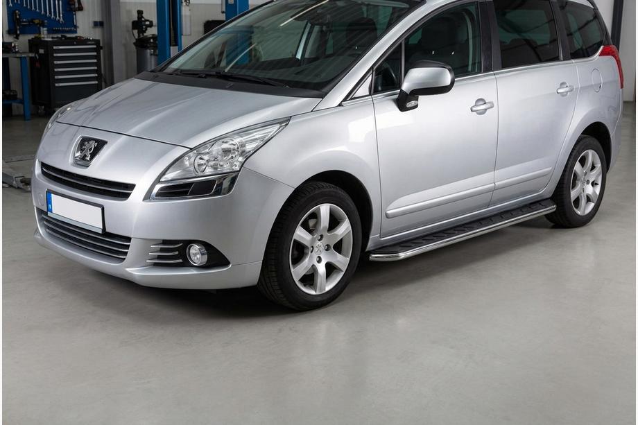 Peugeot 5008 2009-2016 гг. Боковые Подножки Maydos V1 (2 шт., Алюминий и Нержавейка) Image