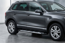 Porsche Cayenne 2003–2010 гг. Боковые Подножки Sunrise (2 шт., Алюминий) фото 1