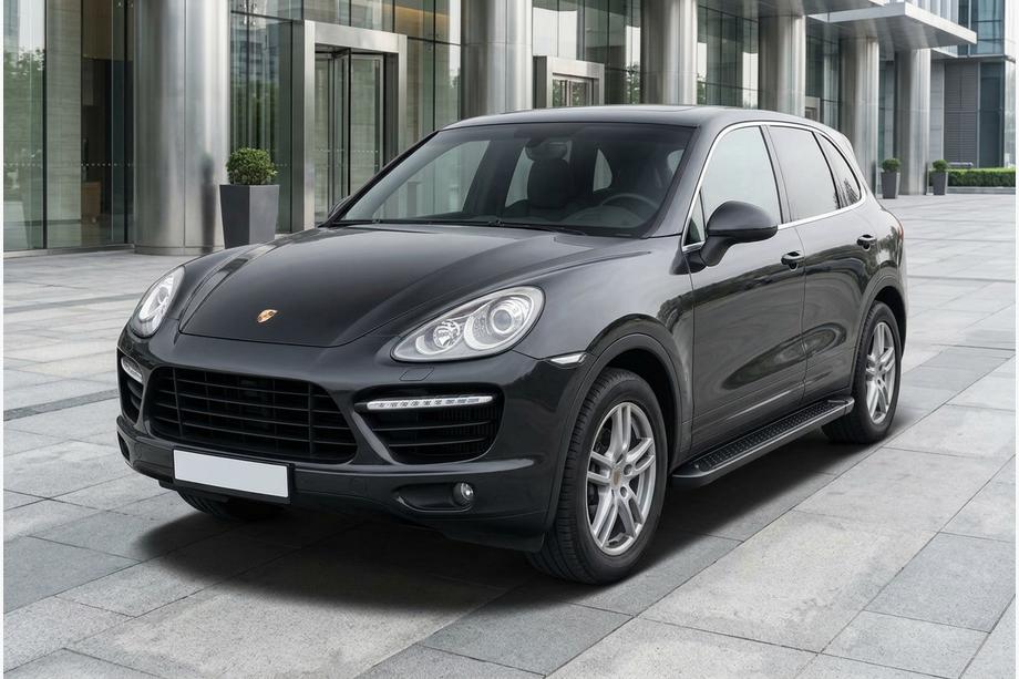 Porsche Cayenne 2010-2017 гг. Боковые Подножки Allmond Black (2 шт., Алюминий) Image