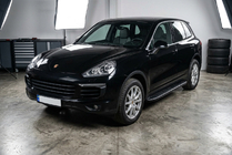 Porsche Cayenne 2010-2017 гг. Боковые пороги Bosphorus Black (2 шт., алюминий) фото 1