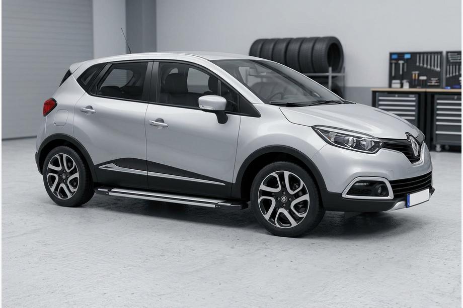 Renault Captur 2013-2019 гг. Боковые Подножки Rainbow (2 шт., Алюминий) Image