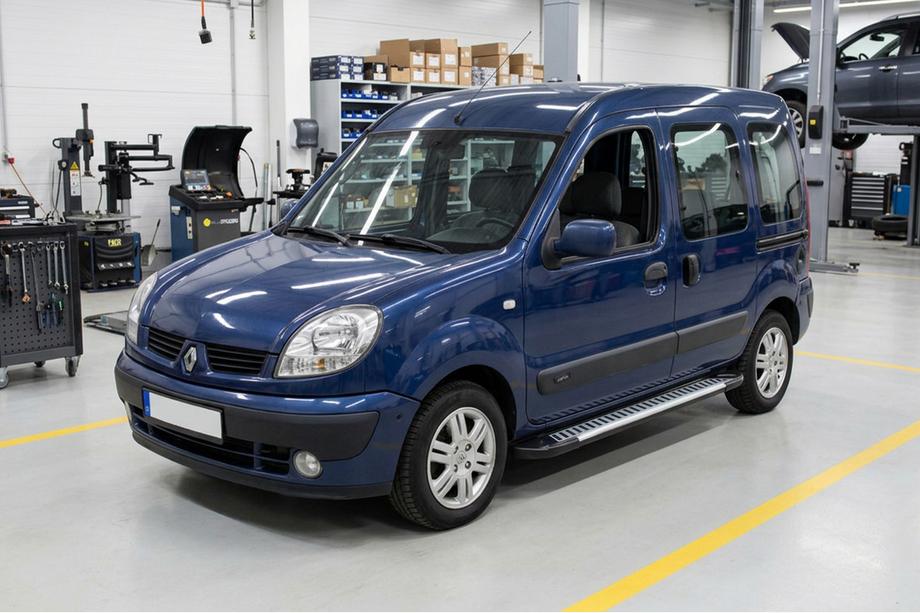 Renault Kangoo 1998-2008 гг. Боковые Подножки Line (2 шт., Алюминий) Image
