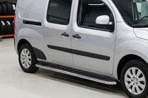 Renault Kangoo 2008–2020 гг. Боковые Подножки Maydos V1 (2 шт., Алюминий и Нержавейка) фото 1