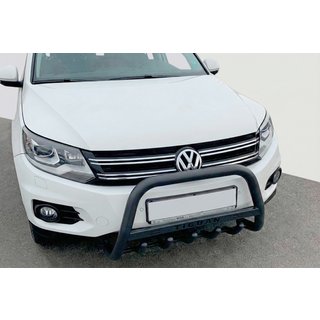 Кенгурятник WT004 Black (нерж) Volkswagen Tiguan 2007-2016 гг. фото 3