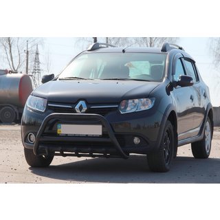 Кенгурятник WT003 Black (нерж) Renault Sandero 2013-2022 гг. фото 1