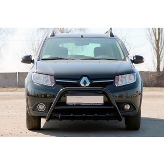 Кенгурятник WT003 Black (нерж) Renault Sandero 2013-2022 гг. фото 2
