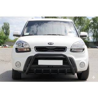Кенгурятник WT004 Black (нерж) Kia Soul I 2008-2013 гг. фото 1