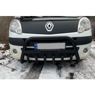 Кенгурятник WT004 Black (нерж) Renault Kangoo 2008–2020 гг. фото 1