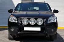 Nissan Qashqai 2007-2010 гг. Кенгурятник WT018 Black (нерж.) фото 1
