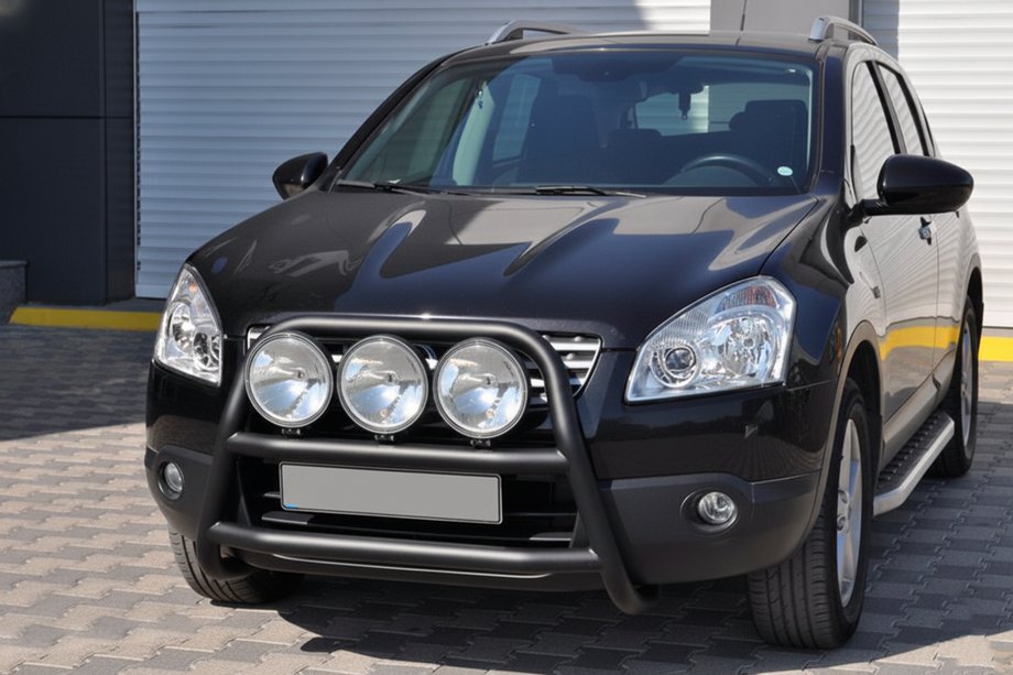 Nissan Qashqai 2007-2010 гг. Кенгурятник WT018 Black (нерж.) Фото 3