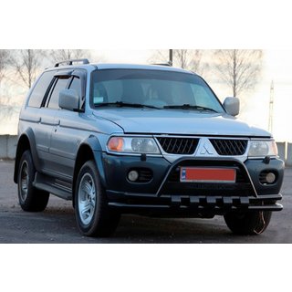 Передняя защита ST015WT Black (нерж) Mitsubishi Pajero Sport 1996-2007 гг. фото 3