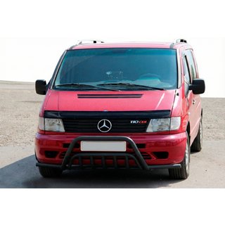 Кенгурятник с усами WT002 Plus Black (нерж.) Mercedes Vito W638 1996-2003 гг. фото 1