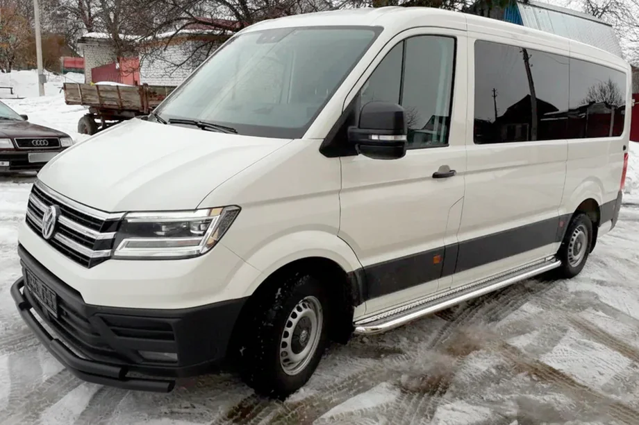 Volkswagen Crafter 2016- гг. Передняя защита ST085 Black (нерж) Фото 1