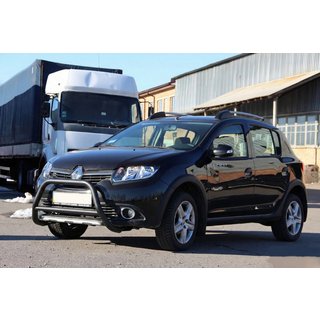 Передняя дуга WT006 Black (нерж.) Renault Sandero 2013-2022 гг. фото 3